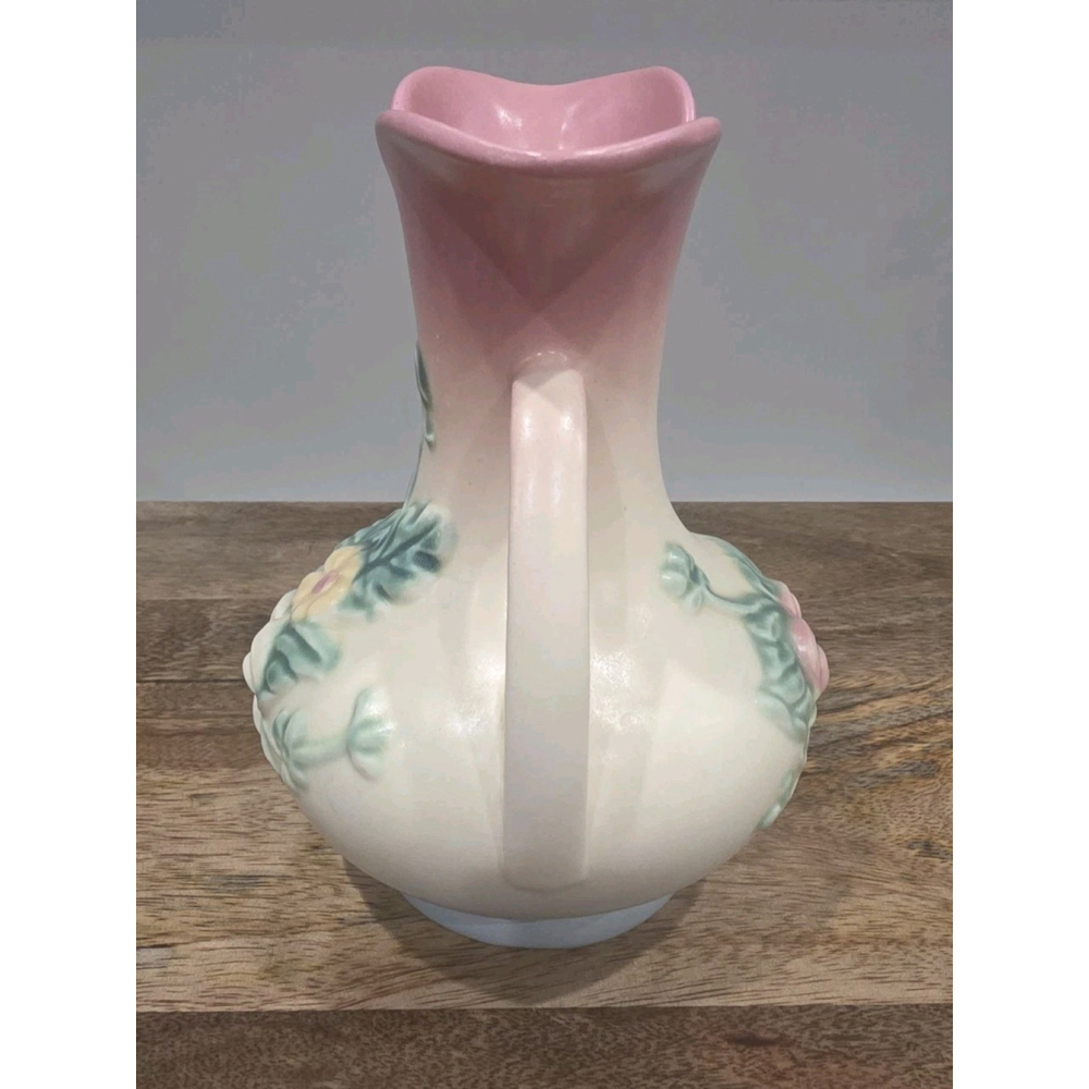 Vintage Hull Pottery Double Handle Pink & Blue WILDFLOWER Vase W8 - 7 ½ - Picture 4 of 8